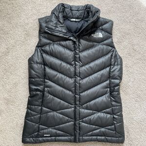 North Face Down Puffer Vest Womens XS 550 Aconagua Slate Gray Black Insulated